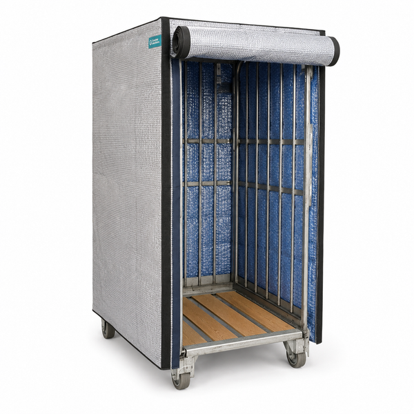 Återanvändbar termohuv för rullcontainer 85 x 70 x 155 cm med uppfällbar dörr