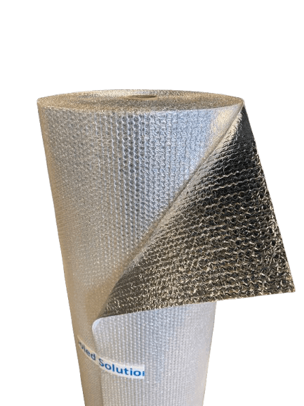 Isolerfolie på rulle 150 cm x 50 m x 4 mm (aluminium + bubbelplast)